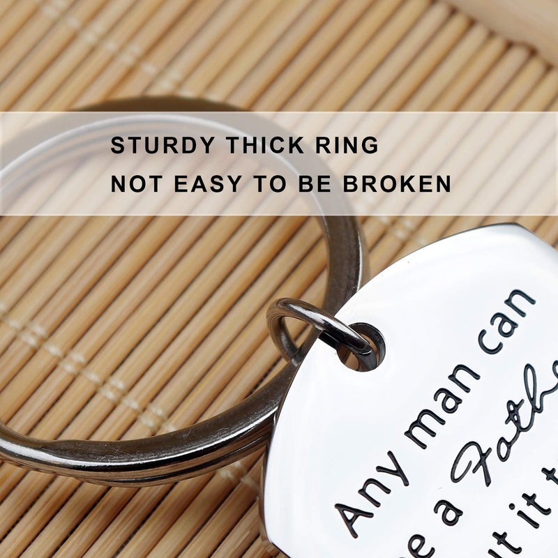 XGAKWD Step Dad Father in Law Keychain Gift, Any Man Can Be a Father Thank You Loving Me as Your Own, Father's Day Daddy Papa Birthday Christmas Keyring - Image 4